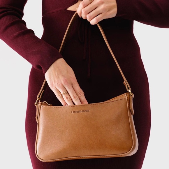 Portland Leather Lucy Shoulder Bag Small Metallic Gold Leather Classic Minimal